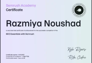 Semrush Certificate - itsrazmi.com